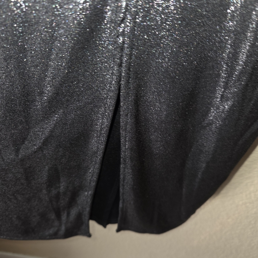 Tadashi Shoji Cocktail Black Silver Dress,sz M. - Picture 5 of 6
